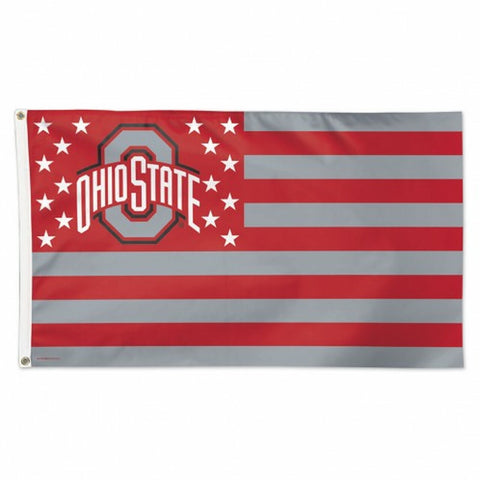 ~Ohio State Buckeyes Flag 3x5 Deluxe Style Stars and Stripes Design - Special Order~ backorder