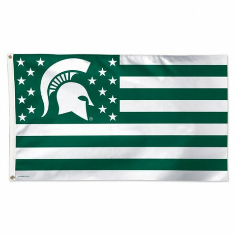 Michigan State Spartans Flag 3x5 Deluxe Style Stars and Stripes Design - Special Order