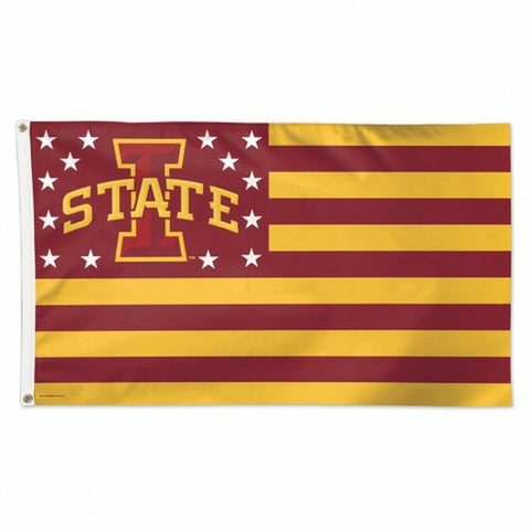 Iowa State Cyclones Flag 3x5 Deluxe Style Stars and Stripes Design - Special Order