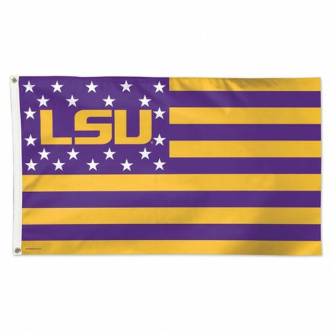 ~LSU Tigers Flag 3x5 Deluxe Style Stars and Stripes Design - Special Order~ backorder