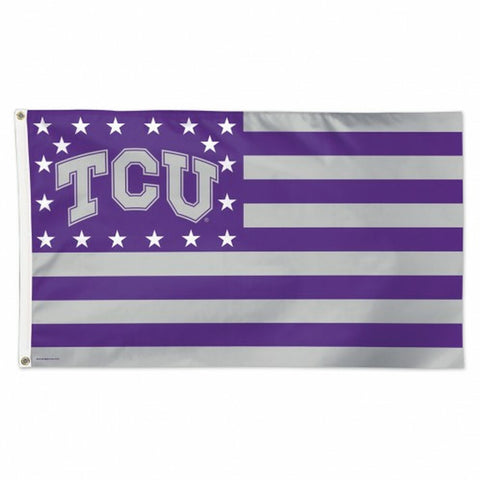 ~TCU Horned Frogs Flag 3x5 Deluxe Style Stars and Stripes Design - Special Order~ backorder