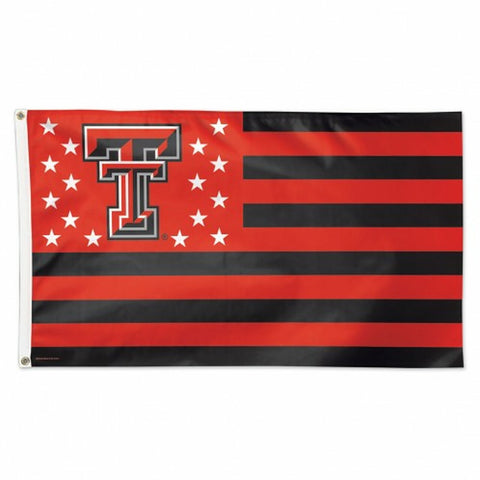 ~Texas Tech Red Raiders Flag 3x5 Deluxe Style Stars and Stripes Design - Special Order~ backorder