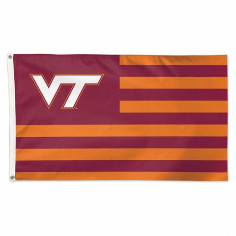 ~Virginia Tech Hokies Flag 3x5 Deluxe Style Stars and Stripes Design - Special Order~ backorder
