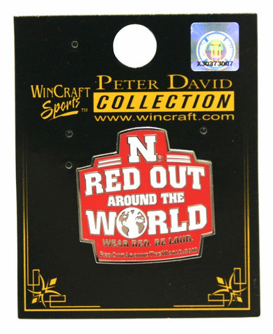 Nebraska Cornhuskers Pin Collector Jewelry Card Style Red Out Design CO