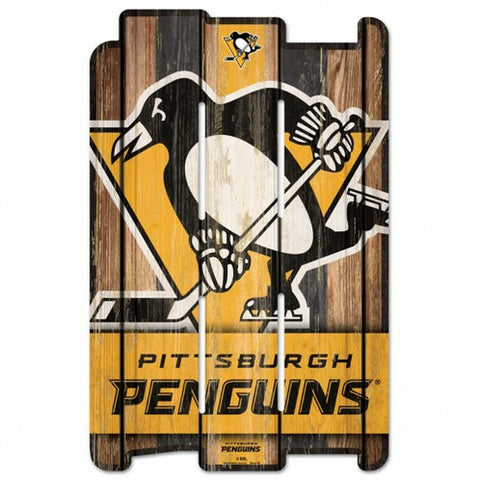 Pittsburgh Penguins Sign 11x17 Wood Fence Style