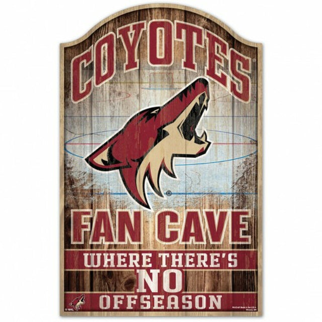 Letrero de madera de 11 x 17 de los Arizona Coyotes con diseño de cueva