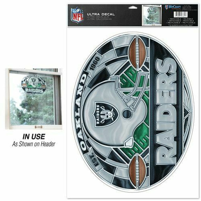 Calcomanía de los Oakland Raiders de 11 x 17 pulgadas, multiusos, estilo vitral