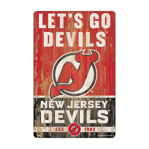 New Jersey Devils Sign 11x17 Wood Slogan Design