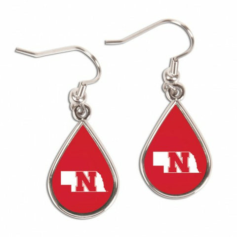 Nebraska Cornhuskers Earrings Tear Drop Style - Special Order