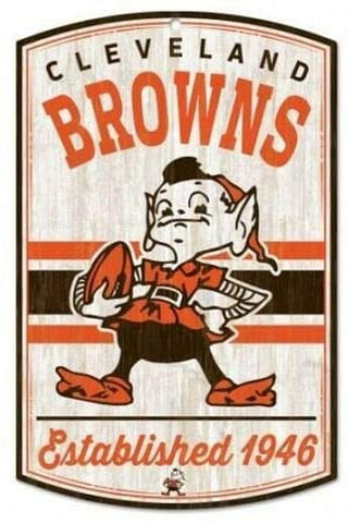Cleveland Browns Sign 11x17 Wood Classic Logo Retro