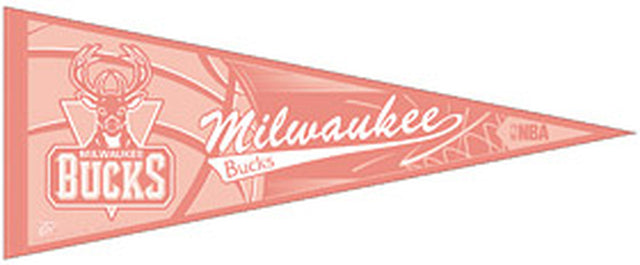 Banderín de los Milwaukee Bucks de 12 x 30 en color rosa