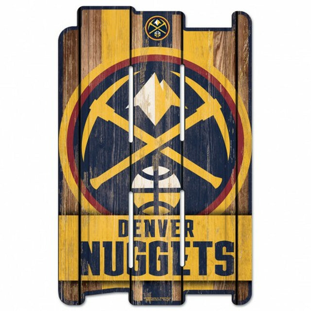 Letrero de madera de los Denver Nuggets de 11 x 17 pulgadas estilo valla