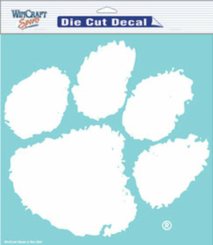 Clemson Tigers Decal 8x8 Die Cut White