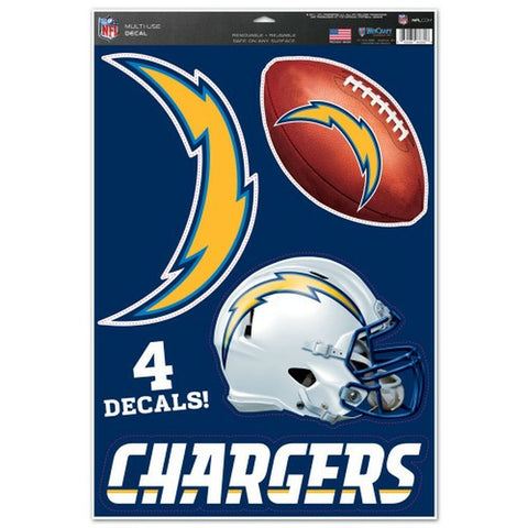 Los Angeles Chargers Decal 11x17 Multi Use Cut to Logo 4 Piece Special Order