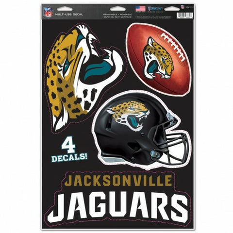 ~Jacksonville Jaguars Decal 11x17 Multi Use Cut to Logo 4 Piece - Special Order~ backorder