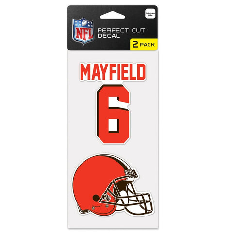~Cleveland Browns Decal 4x4 Perfect Cut Set of 2 Baker Mayfield Design - Special Order~ backorder