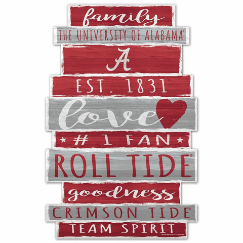 Alabama Crimson Tide Sign 11x17 Wood Family Word Design