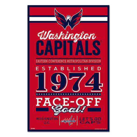 Washington Capitals Sign 11x17 Wood Established Design - Special Order