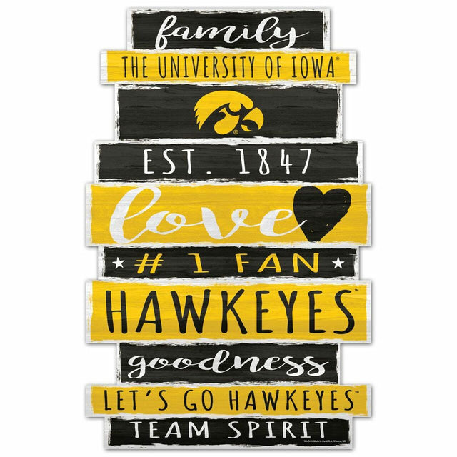 Iowa Hawkeyes Sign 11x17 Wood Family Word Design