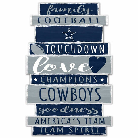 Dallas Cowboys Sign 11x17 Wood Family Word Design