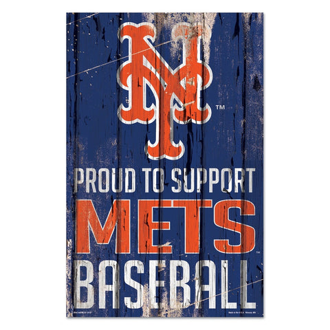 New York Mets Sign 11x17 Wood Proud to Support Design - Special Order