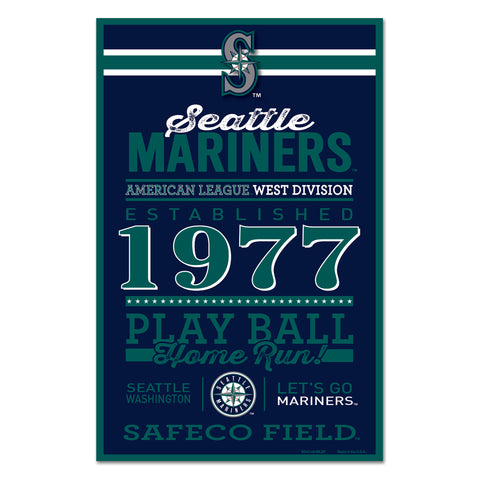 Seattle Mariners Sign 11x17 Wood Established Design - Special Order