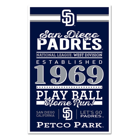 ~San Diego Padres Sign 11x17 Wood Established Design - Special Order~ backorder
