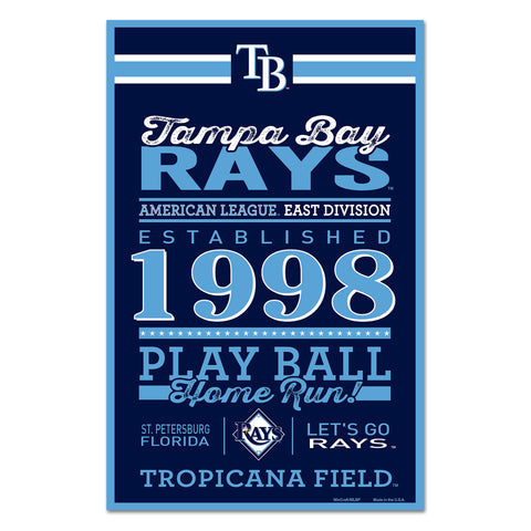~Tampa Bay Rays Sign 11x17 Wood Established Design - Special Order~ backorder
