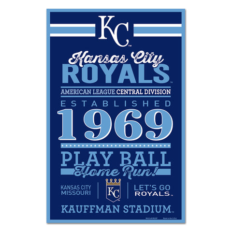 ~Kansas City Royals Sign 11x17 Wood Established Design~ backorder