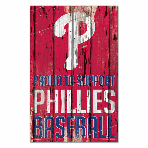 Philadelphia Phillies Sign 11x17 Wood Proud to Support Design - Special Order