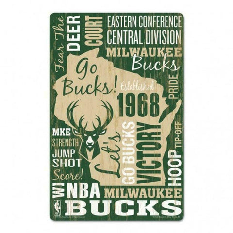 Milwaukee Bucks Sign 11x17 Wood Wordage Design
