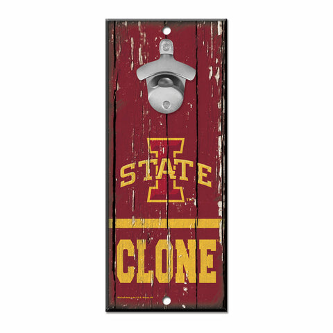 ~Iowa State Cyclones Sign Wood 5x11 Bottle Opener - Special Order~ backorder