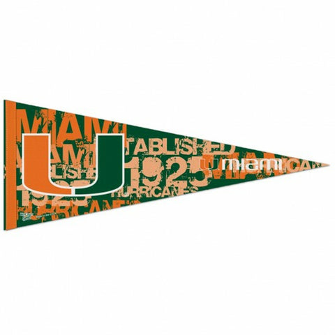 ~Miami Hurricanes Pennant 12x30 Premium Style - Special Order~ backorder