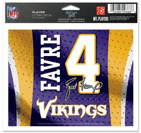 ~Minnesota Vikings Brett Favre Jersey Decal 5x6 Ultra Color~ backorder