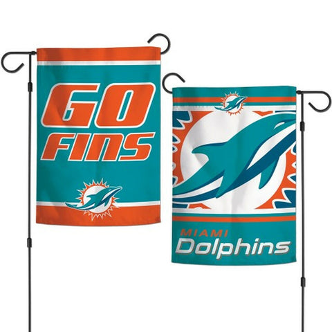 Miami Dolphins Flag 12x18 Garden Style 2 Sided Slogan Design - Special Order