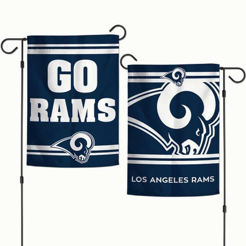 ~Los Angeles Rams Flag 12x18 Garden Style 2 Sided Slogan Design - Special Order~ backorder