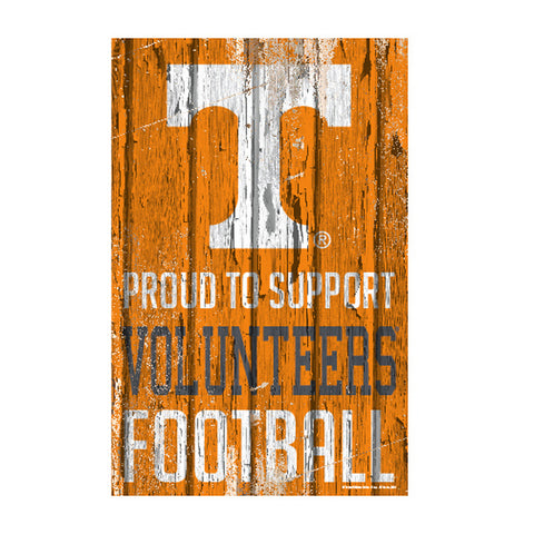 Tennessee Volunteers Sign 11x17 Wood Proud to Support Design