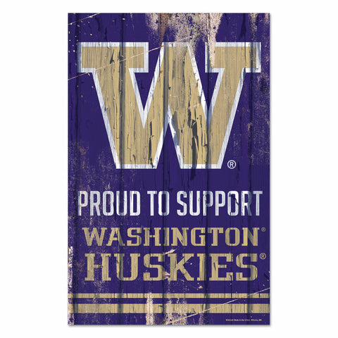 ~Washington Huskies Sign 11x17 Wood Proud to Support Design - Special Order~ backorder