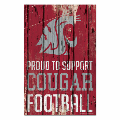 ~Washington State Cougars Sign 11x17 Wood Proud to Support Design - Special Order~ backorder