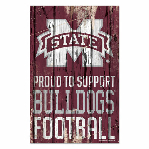 Mississippi State Bulldogs Sign 11x17 Wood Proud to Support Design - Special Order