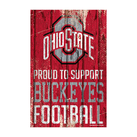Ohio State Buckeyes Sign 11x17 Wood Proud to Support Design