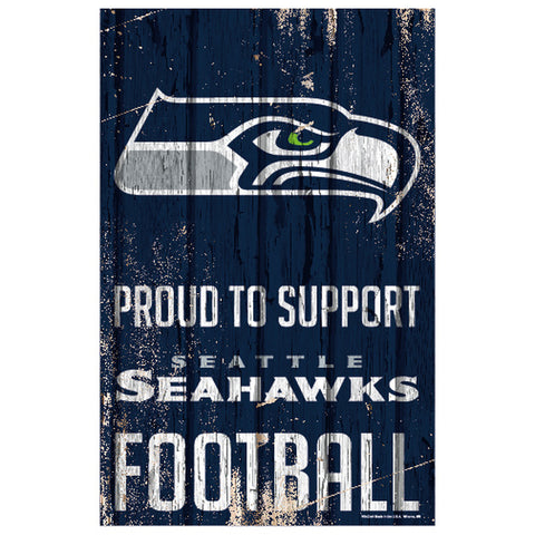 Seattle Seahawks Sign 11x17 Wood Proud to Support Design