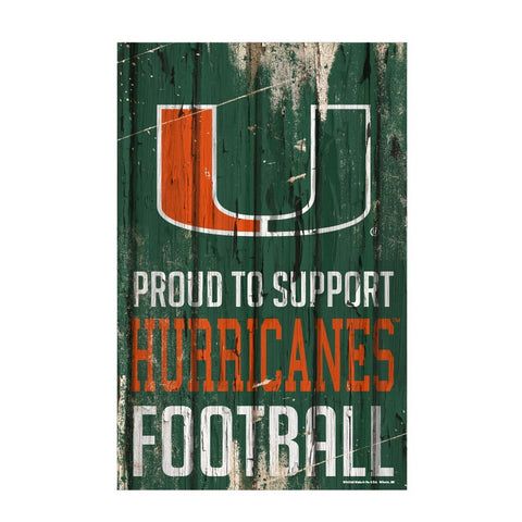 ~Miami Hurricanes Sign 11x17 Wood Proud to Support Design~ backorder