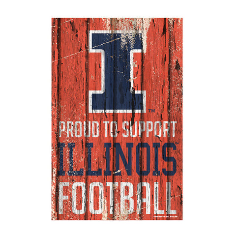 ~Illinois Fighting Illini Sign 11x17 Wood Proud to Support Design~ backorder