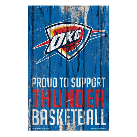 Oklahoma City Thunder Sign 11x17 Wood Proud to Support Design