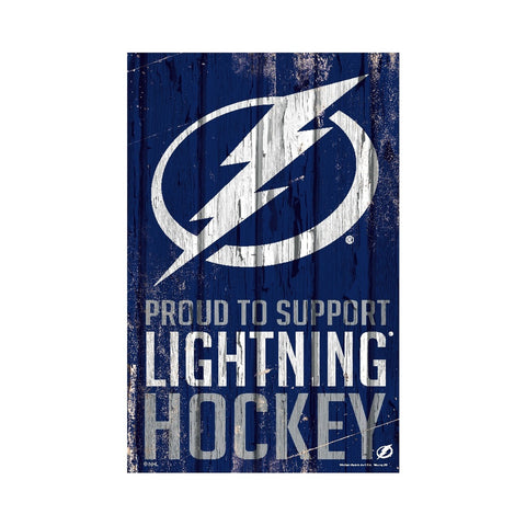 Tampa Bay Lightning Sign 11x17 Wood Proud to Support Design