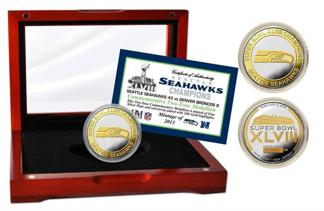 Moneda oficial de dos tonos de los Seattle Seahawks: Super Bowl 48