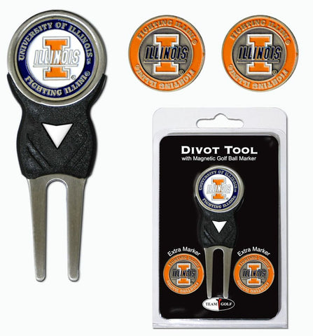 ~Illinois Fighting Illini Golf Divot Tool with 3 Markers - Special Order~ backorder