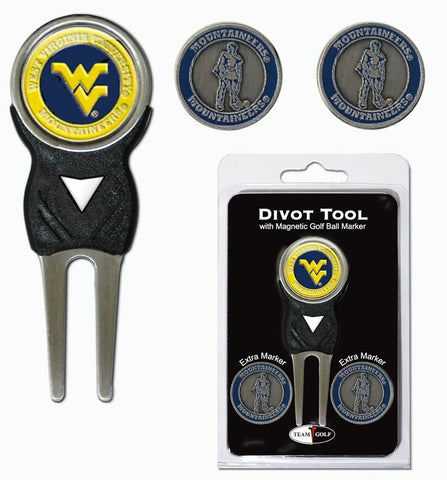 ~West Virginia Mountaineers Golf Divot Tool with 3 Markers - Special Order~ backorder