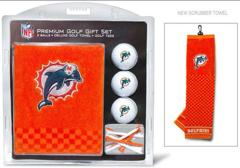Miami Dolphins Golf Gift Set with Embroidered Towel